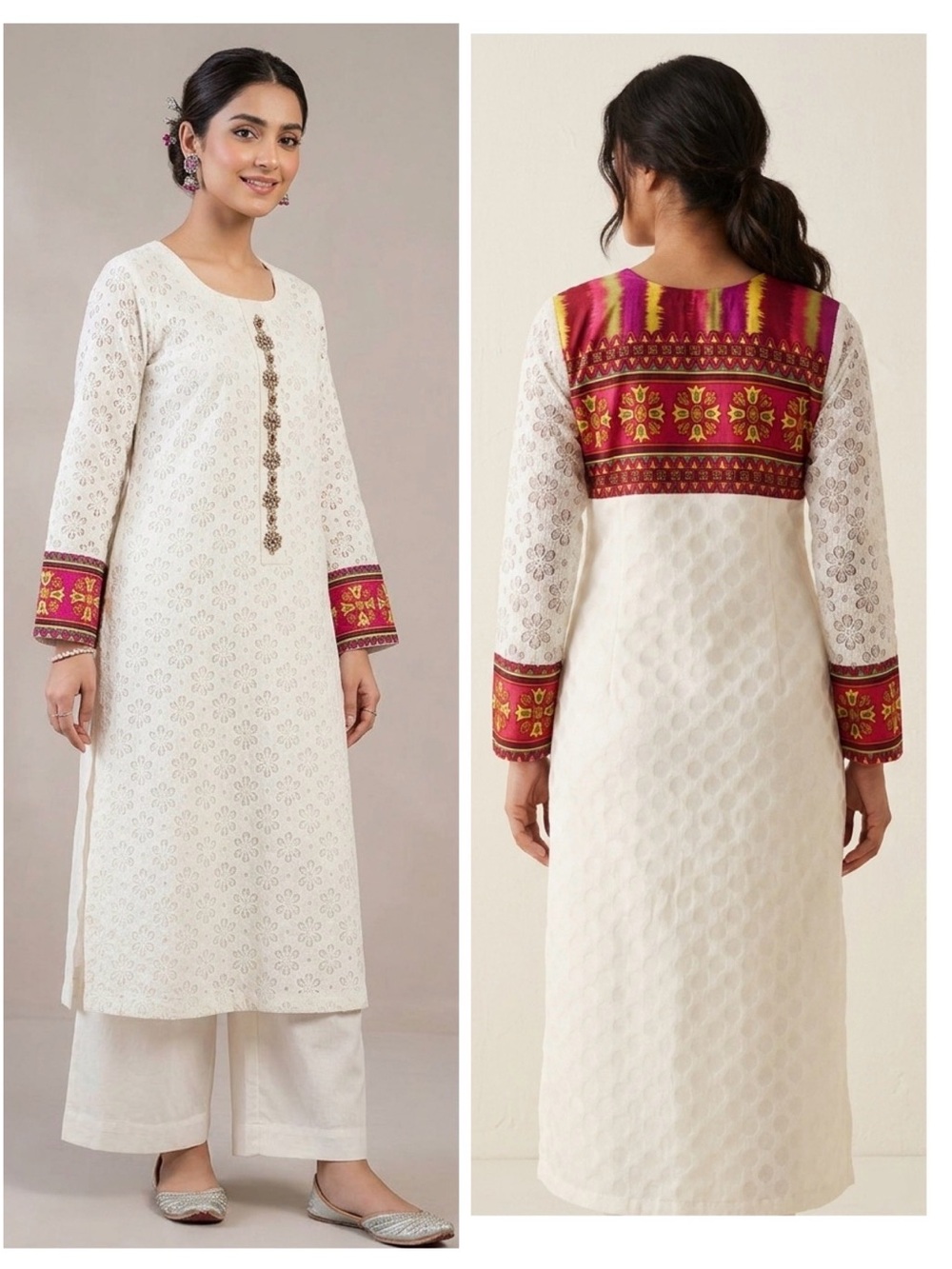 Asian Pakistani Dress size M Beaded Rhinestones Design Lace Floral Casual